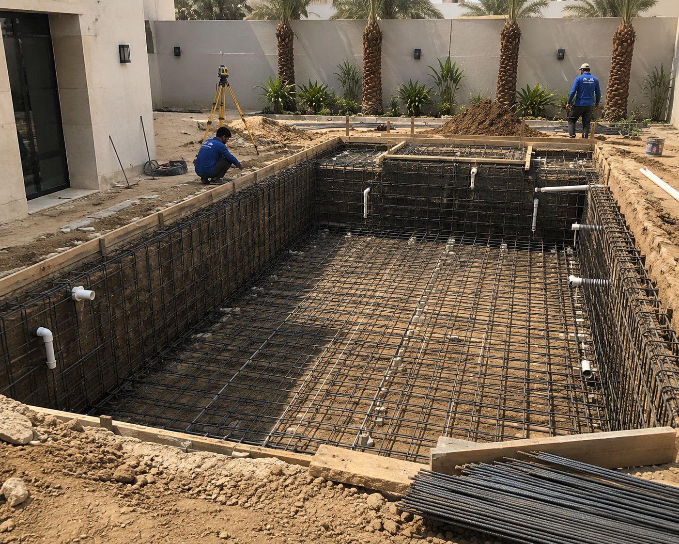 حفر وأعمال إنشائية لمسابح الرياض