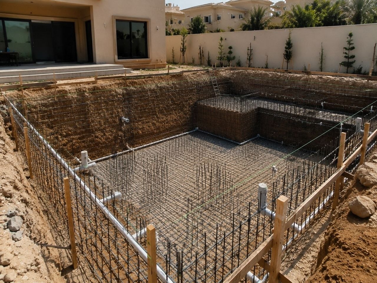حفر وأعمال إنشائية لمسابح الرياض